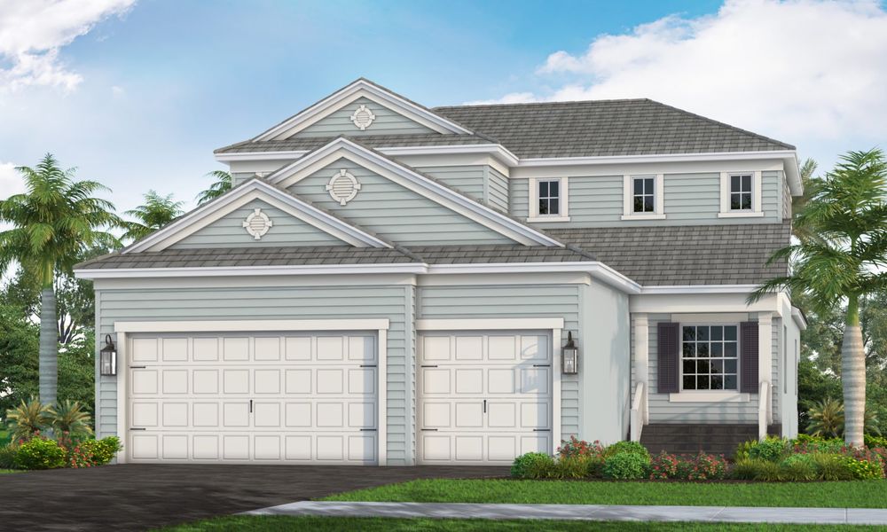 Front exterior of a new home in Tide Marsh, Fort Myers, FL, highlighting curb appeal (Image 2). Front exterior of a new home in Tide Marsh, Fort Myers, FL, highlighting curb appeal (Image 2).