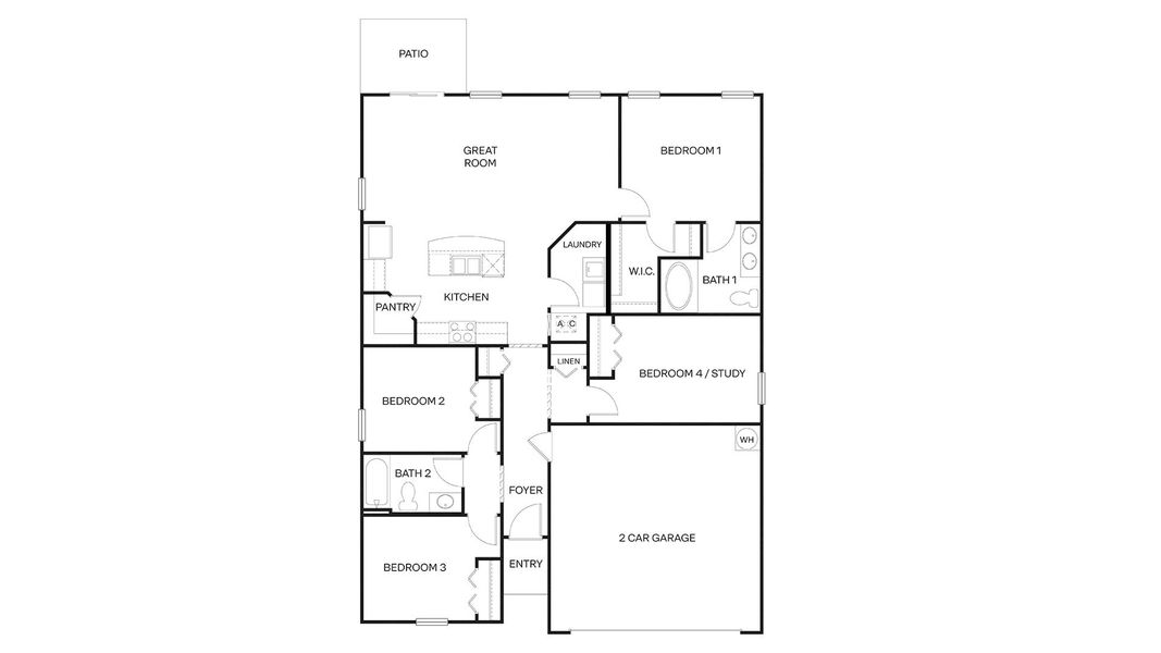 2D floor plan layout for the Siesta Key by D.R. Horton in Sawmill Branch Express, Palm Coast, FL (Image 5).