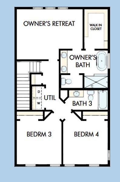 2D floor plan layout for the The Brexton by David Weekley Homes in Celesta, Decatur, GA (Image 5).