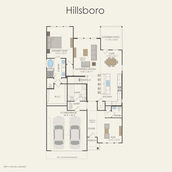 2D floor plan layout for the Hillsboro by Pulte Homes in West Cypress Hills, Spicewood, TX (Image 3). 2D floor plan layout for the Hillsboro by Pulte Homes in West Cypress Hills, Spicewood, TX (Image 3).