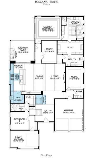 2D floor plan layout for the Toscana by Landon Homes in Fields - Brookside North, Frisco, TX (Image 5). 2D floor plan layout for the Toscana by Landon Homes in Fields - Brookside North, Frisco, TX (Image 5).
