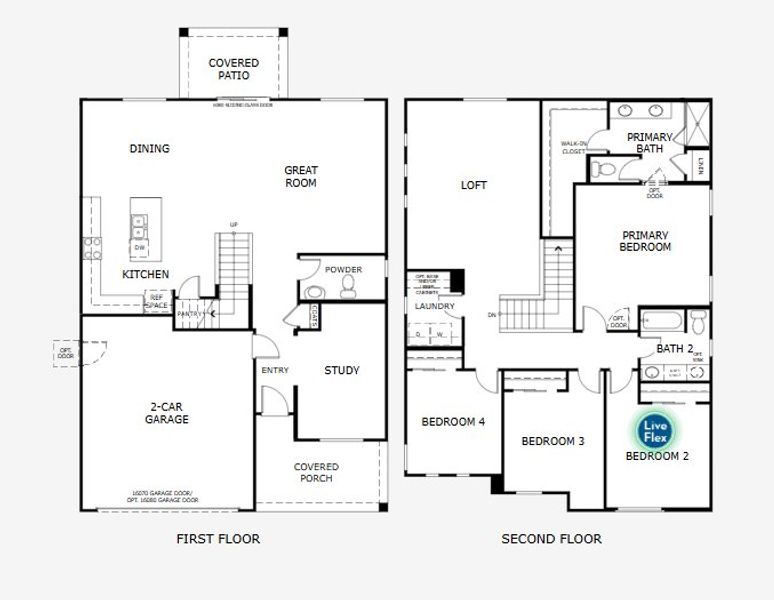 2D floor plan layout for the Aspen by Landsea Homes in Sunrise – Canyon Series, Surprise, AZ (Image 4).