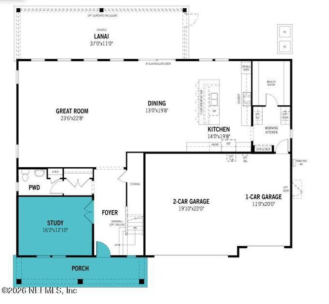 2D floor plan layout of this home in RiverTown, St. Johns, FL (Image 5).
