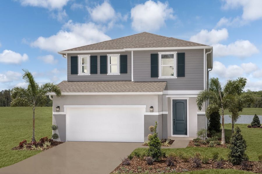 Representative exterior photo of a completed home built from the Plan 2107 Modeled by KB Home in The Preserve at Legends Pointe I, Hudson, FL (Image 12).