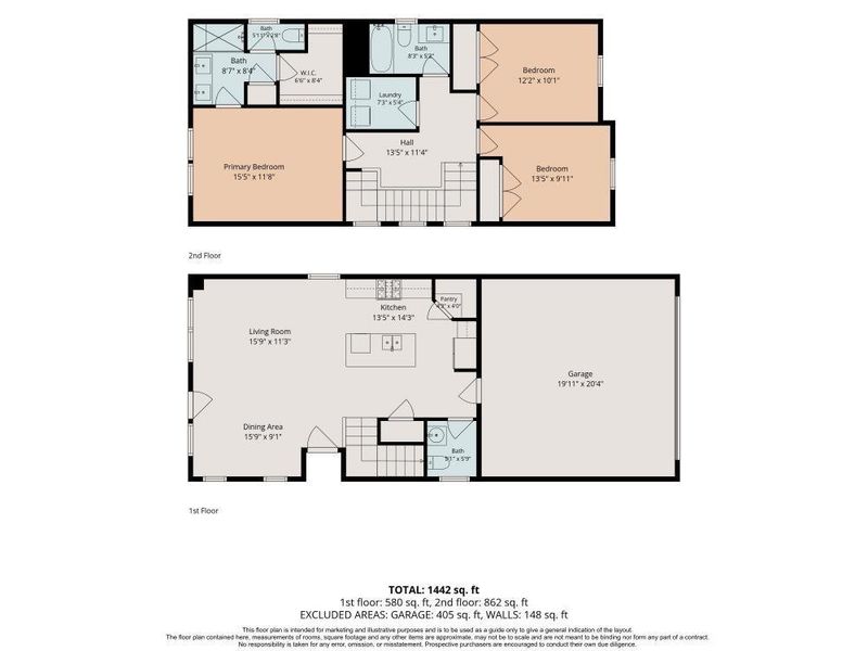 2D floor plan layout of this home in Dunvale Village - Townhome Collection, Houston, TX (Image 6).