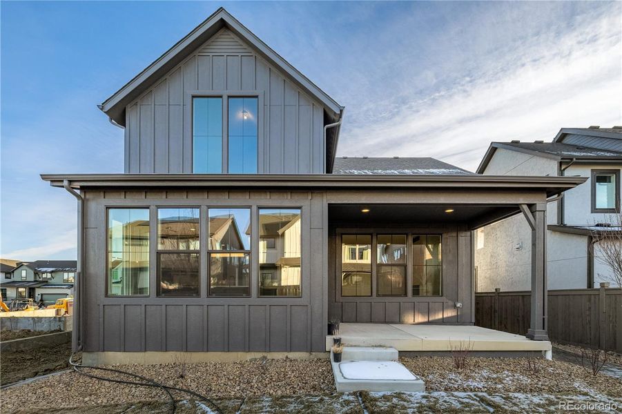 Exterior details and patio area of a home in West Grange, Longmont (Image 3).