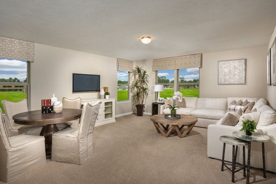 Representative furnished interior of a home built from the 2596 by KB Home in Vida Costera, Texas City (Image 7). Representative furnished interior of a home built from the 2596 by KB Home in Vida Costera, Texas City (Image 7).
