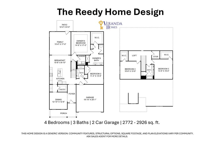 2D floor plan layout for the Reedy by Veranda Homes in Foxbank, Gray Court, SC (Image 3). 2D floor plan layout for the Reedy by Veranda Homes in Foxbank, Gray Court, SC (Image 3).