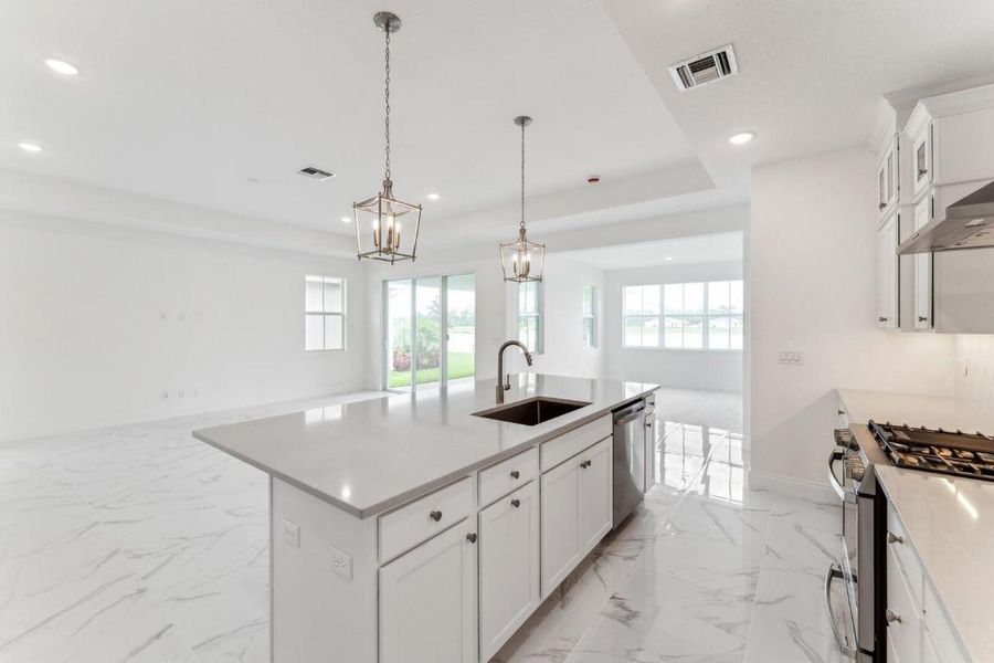 Kitchen, Great Room and Dining Area