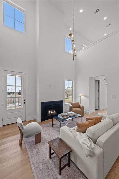 Living room featuring light wood-type flooring