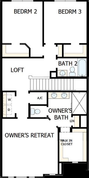 2D floor plan layout of this home in Emerald Landing at Waterside at Lakewood Ranch – Towns, Sarasota, FL (Image 3).