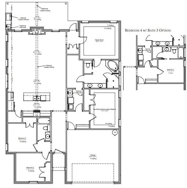 2D floor plan layout for the The Maggie by Reece Homes in Traditions, Bryan, TX (Image 5).