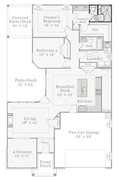 Optional - L Shaped Owner's Shower