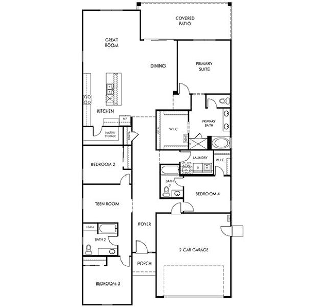 2D floor plan layout for the Lark by Meritage Homes in Silva Farms - Reserve Series, Goodyear, AZ (Image 3). 2D floor plan layout for the Lark by Meritage Homes in Silva Farms - Reserve Series, Goodyear, AZ (Image 3).