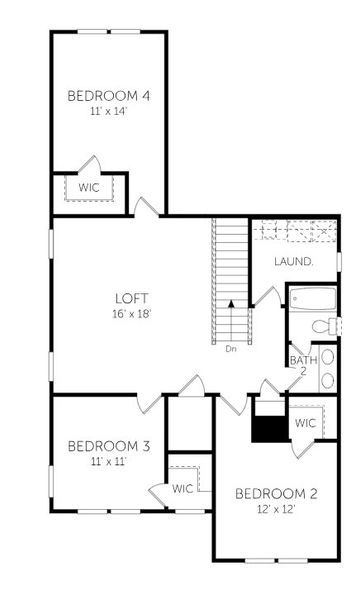 2D floor plan layout for the Branham - Single Family Homes by Dream Finders Homes in Miller's Crossing, Johns Island, SC (Image 5).