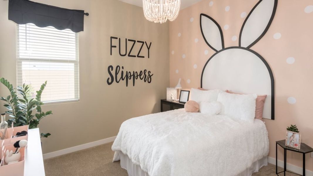 Bedroom 2 styled as a child's bedroom with a bunny theme