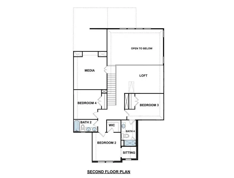 Examine the practical layout of the upper level with its multiple rooms and common areas.