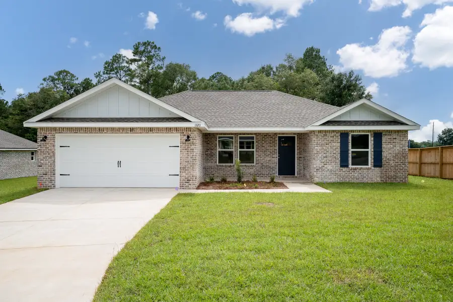 Front exterior of a new home in Southern Charm, Crestview, FL, highlighting curb appeal (Image 1). Front exterior of a new home in Southern Charm, Crestview, FL, highlighting curb appeal (Image 1).