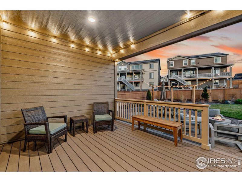 Covered patio designed for shade, comfort, and year-round use.