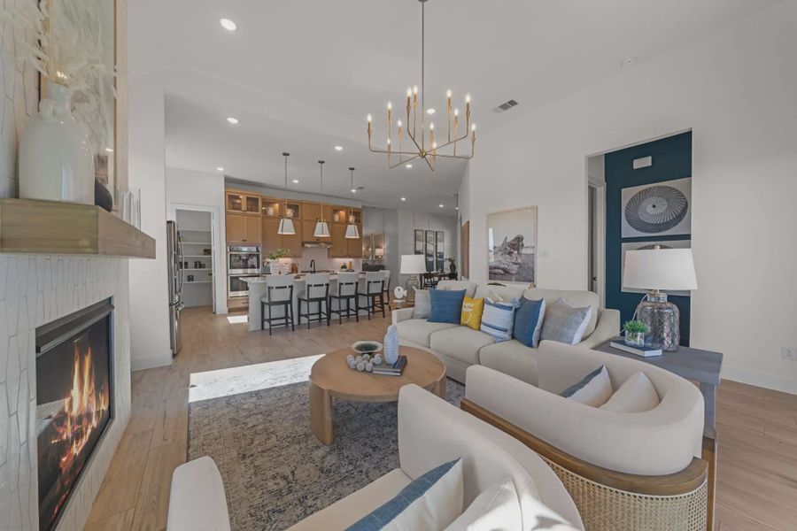 Representative furnished interior of a home built from the Hampton by Chesmar Homes in Meridiana 50's and 60's, Manvel (Image 38).