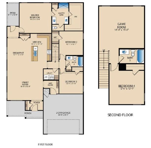 2D floor plan layout of this home in Crosswinds, Kyle, TX (Image 5).