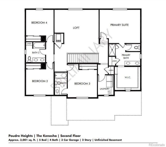 2D floor plan layout of this home in Poudre Heights: The Alpine Collection, Windsor, CO (Image 2).