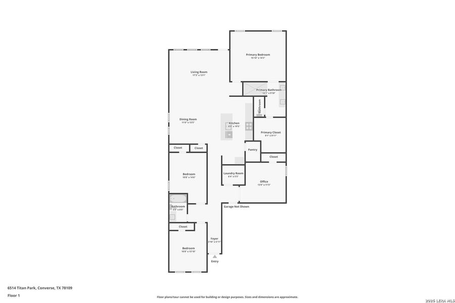 2D floor plan layout of this home in Hightop Ridge, Converse, TX (Image 3).