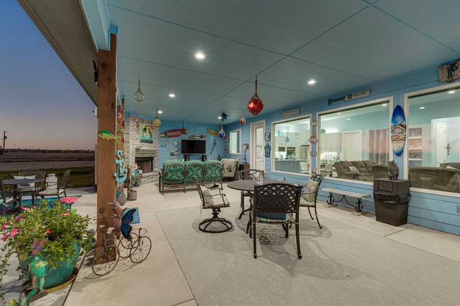 Pool at dusk with an outdoor pool