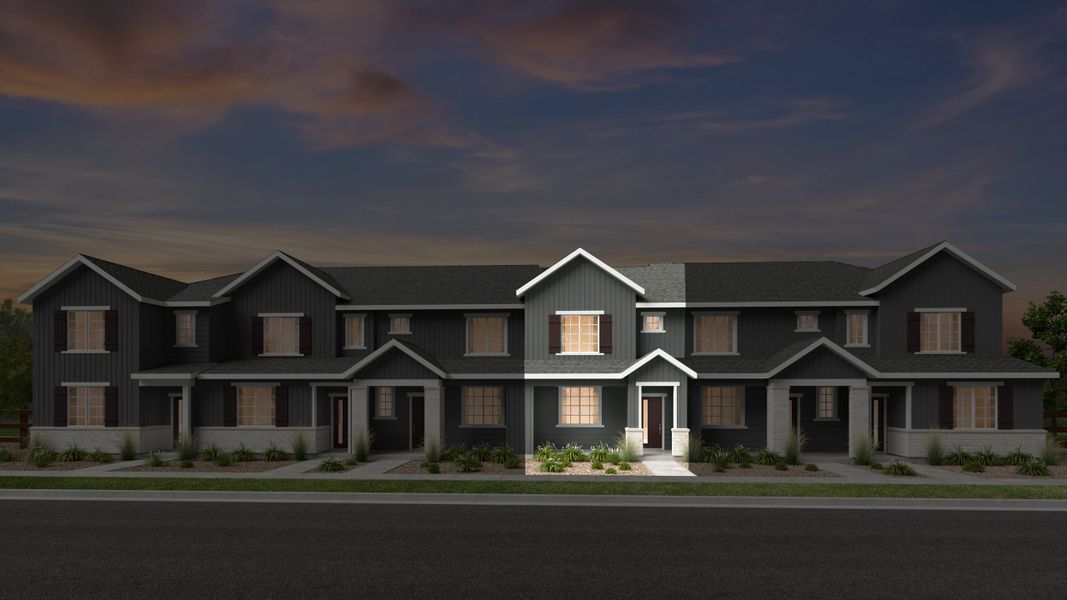 Representative exterior photo of a completed home built from the Backcountry by Taylor Morrison in Parterre Townhomes - The Westerly Collection, Thornton, CO (Image 20).