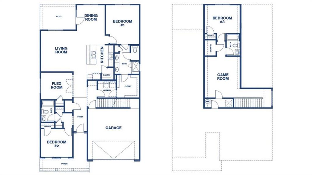 2D floor plan layout of this home in Oak Ridge Meadows - Active Adult, Locust Grove, GA (Image 3).