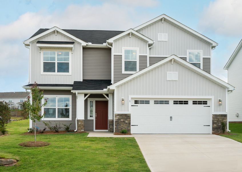 Representative exterior photo of a completed home built from the The McKee by Cothran Homes in Holly Ridge, Greenville, SC (Image 29). Representative exterior photo of a completed home built from the The McKee by Cothran Homes in Holly Ridge, Greenville, SC (Image 29).