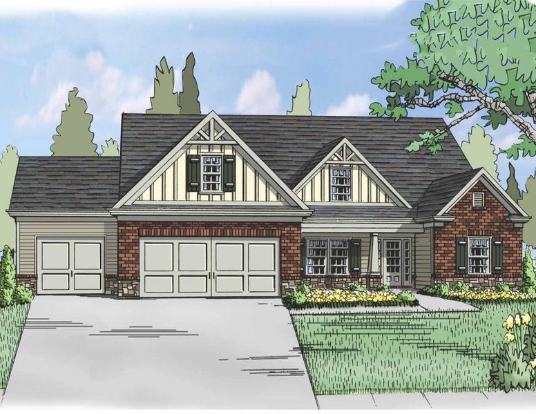 Exterior rendering of this home design in Riverwalk, Monroe, GA (Image 1). Exterior rendering of this home design in Riverwalk, Monroe, GA (Image 1).