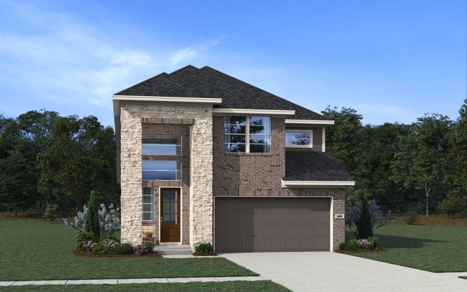 Representative exterior photo of a completed home built from the Dublin by Chesmar Homes in Sunterra, Katy, TX (Image 11).