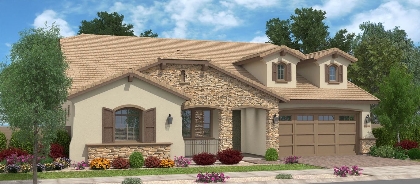 Representative exterior photo of a completed home built from the Teak by Fulton Homes in Fields at Barney Farms, Queen Creek, AZ (Image 4).