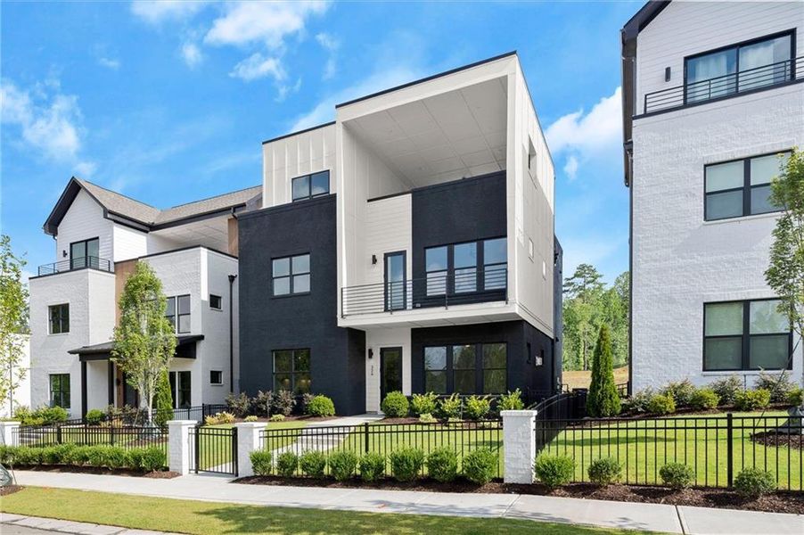 Front exterior of a new home in The Gathering – Alpharetta, Alpharetta, GA, highlighting curb appeal (Image 25).