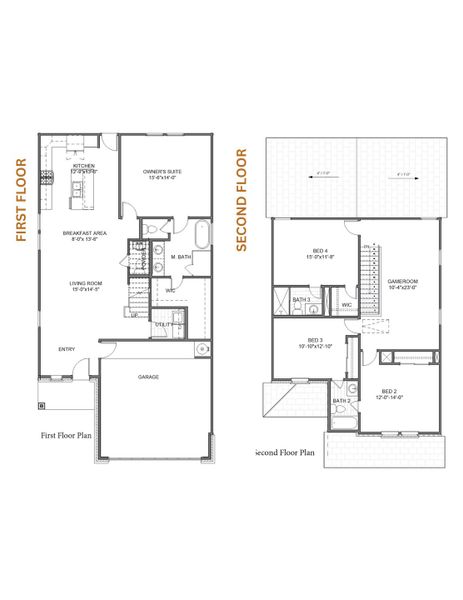 2D floor plan layout for the Laurel 2154S by Saratoga Homes in Aldine Pines, Houston, TX (Image 3). 2D floor plan layout for the Laurel 2154S by Saratoga Homes in Aldine Pines, Houston, TX (Image 3).