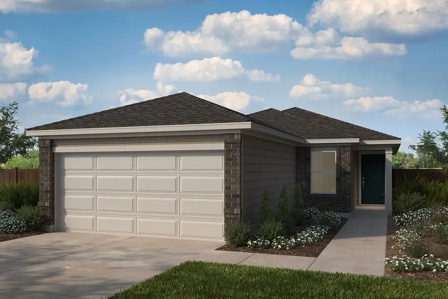 Representative exterior photo of a completed home built from the 1361 Modeled by KB Home in Sunset Oaks, Maxwell, TX (Image 4).