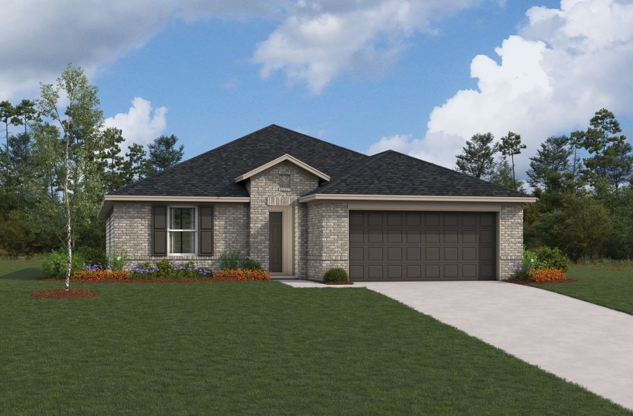 Representative exterior photo of a completed home built from the Brook by Beazer Homes in Laurel Landing: Landmark Collection, Alvin, TX (Image 17).