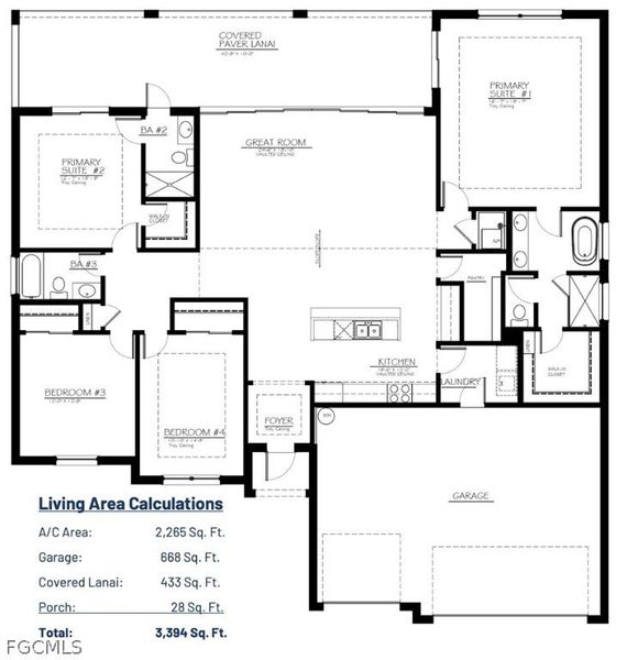2D floor plan layout of this home in Cape Coral, Cape Coral, FL (Image 4).
