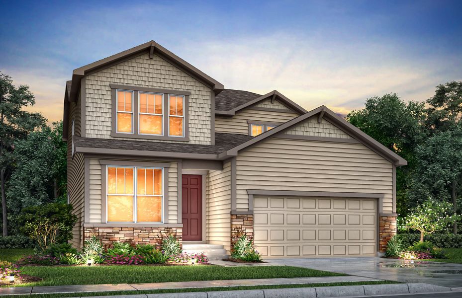Representative exterior photo of a completed home built from the Diamond by View Homes in Lochbuie Station – Jewel Collection, Lochbuie, CO (Image 18).