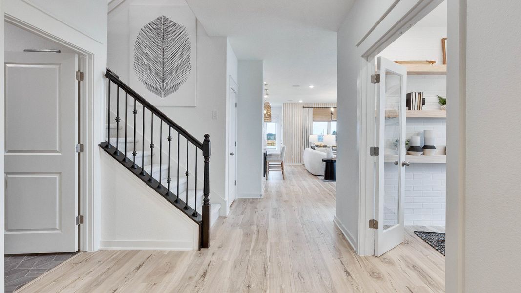 Representative furnished interior of a home built from the Meyerson by DRB Homes in Infinity Square, Kyle (Image 43).