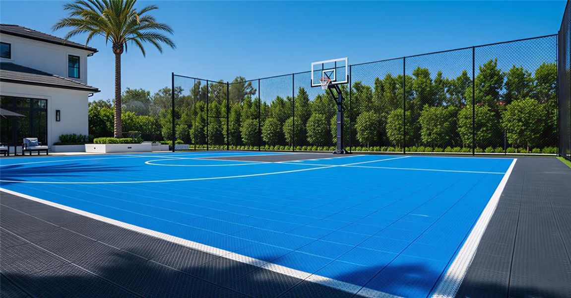 View of basketball court with community basketball court