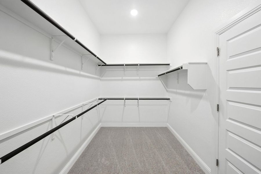 Walk in closet featuring light colored carpet Walk in closet featuring light colored carpet