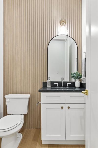 Bathroom with vanity and toilet