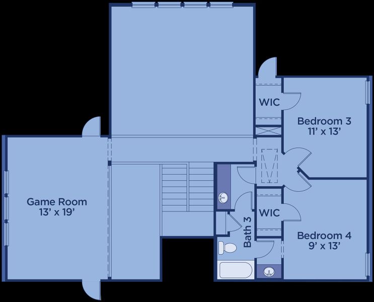 2D floor plan layout for the Grayson by UnionMain Homes in Cambridge Crossing, Celina, TX (Image 6).