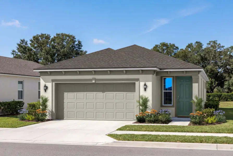 Representative exterior photo of a completed home built from the Hallmark by Del Webb in Del Webb Flagler Beach, Palm Coast, FL (Image 1). Representative exterior photo of a completed home built from the Hallmark by Del Webb in Del Webb Flagler Beach, Palm Coast, FL (Image 1).