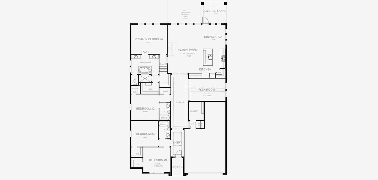 2D floor plan layout for the 2546F by Perry Homes in Sanctuary at Seaire, Parrish, FL (Image 3).