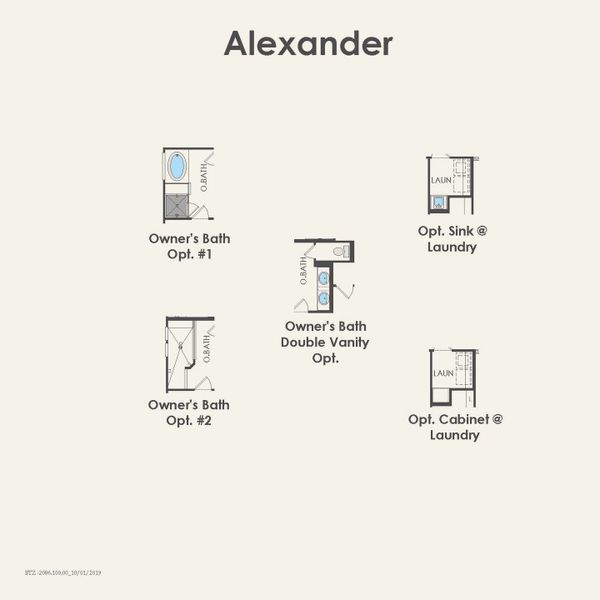2D floor plan layout for the Alexander by Pulte Homes in Santa Rita Ranch, Liberty Hill, TX (Image 3).