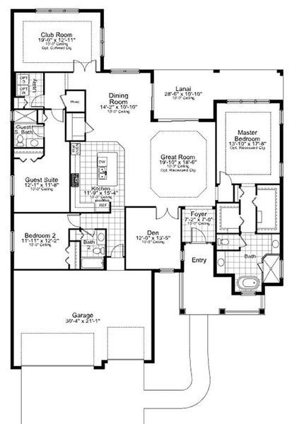 2D floor plan layout for the Captiva by Neal Communities in SkySail, Naples, FL (Image 5).