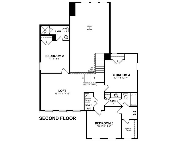 2D floor plan layout of this home in The Oaks, Goose Creek, SC (Image 6).